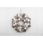 Koszorú MagicHome Vianoce, természetes, fehér, függő, csillagokkal, 35x9 cm