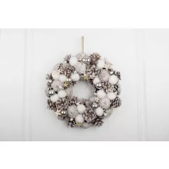   Koszorú MagicHome Vianoce, természetes, fehér, függő, csillagokkal, 35x9 cm