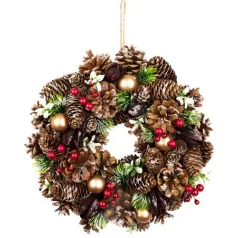 Koszorú MagicHome Vianoce, természetes, függő, 30x8 cm