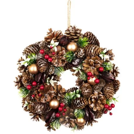 Koszorú MagicHome Vianoce, természetes, függő, 30x8 cm