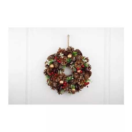 Koszorú MagicHome Vianoce, természetes, függő, 30x8 cm