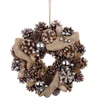 Koszorú MagicHome Vianoce, természetes, krémszínű, függő, szalaggal, 30x8 cm