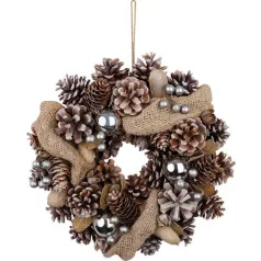   Koszorú MagicHome Vianoce, természetes, krémszínű, függő, szalaggal, 30x8 cm