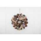 Koszorú MagicHome Vianoce, természetes, krémszínű, függő, szalaggal, 30x8 cm