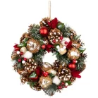 Koszorú MagicHome Vianoce, természetes, függő, fenyővel és légygombákkal, 30x8 cm