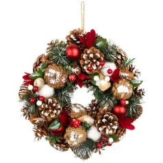   Koszorú MagicHome Vianoce, természetes, függő, fenyővel és légygombákkal, 30x8 cm