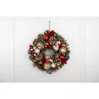 Koszorú MagicHome Vianoce, természetes, függő, fenyővel és légygombákkal, 30x8 cm