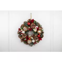   Koszorú MagicHome Vianoce, természetes, függő, fenyővel és légygombákkal, 30x8 cm