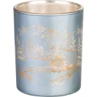 Gyertyatartó MagicHome Karácsony, szürke, tájképpel, 6x7 cm