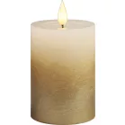 Gyertya MagicHome Karácsony, LED, 2xAAA, egyszerű világítás, krémszínű/arany, metál hatású, 7x10 cm