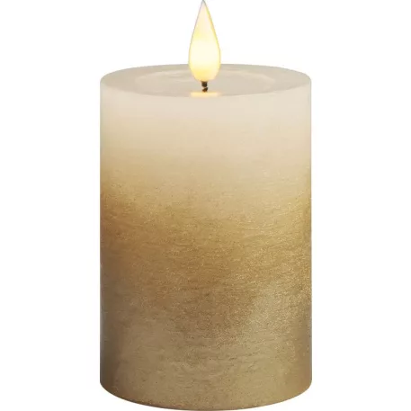 Gyertya MagicHome Karácsony, LED, 2xAAA, egyszerű világítás, krémszínű/arany, metál hatású, 7x10 cm