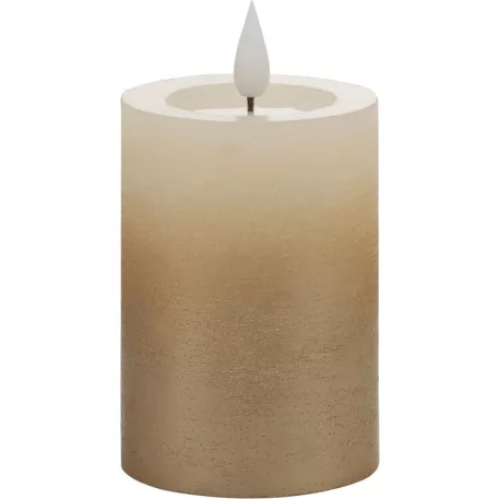 Gyertya MagicHome Karácsony, LED, 2xAAA, egyszerű világítás, krémszínű/arany, metál hatású, 7x10 cm
