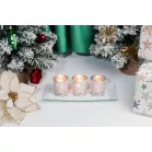 Gyertyatartó MagicHome Karácsony, tálcán, teamécsesekhez, fehér, 26x12x7 cm