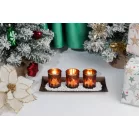 Gyertyatartó MagicHome Karácsony, tálcán, teamécsesekhez, réz, 26x12x7 cm