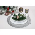 Gyertyatartó MagicHome Karácsony, szürke, tájképpel, zsinórral, 10x10 cm