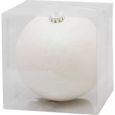   Gömb MagicHome Karácsony, 1 db, fehér, csillogó, karácsonyfára, 15 cm