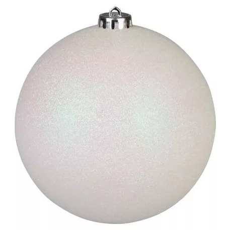 Gömb MagicHome Karácsony, 1 db, fehér, csillogó, karácsonyfára, 15 cm