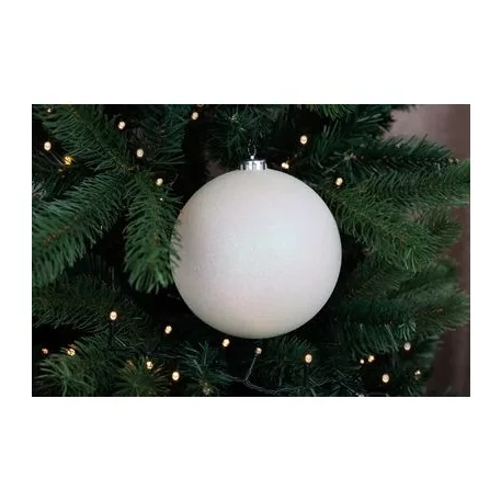 Gömb MagicHome Karácsony, 1 db, fehér, csillogó, karácsonyfára, 15 cm