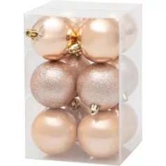   Gömb MagicHome Karácsony, 12 db, rózsaarany, karácsonyfára, 6 cm