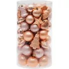 Gömb MagicHome Karácsony, szett, 65 db, rózsaarany, mix, karácsonyfára