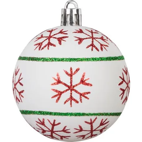 Gömb MagicHome Karácsony, szett, 32 db, piros-zöld-fehér, mix, karácsonyfára