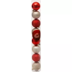   Gömb MagicHome Karácsony, 8 db, piros-pezsgő, karácsonyfára, 5 cm, Sellbox 36 tubus