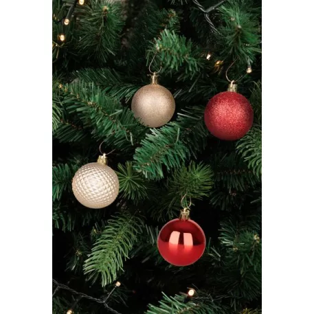 Gömb MagicHome Karácsony, 8 db, piros-pezsgő, karácsonyfára, 5 cm, Sellbox 36 tubus