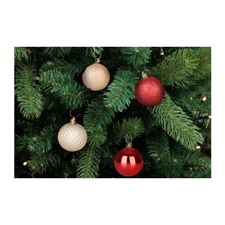 Gömb MagicHome Karácsony, 8 db, piros-pezsgő, karácsonyfára, 5 cm, Sellbox 36 tubus