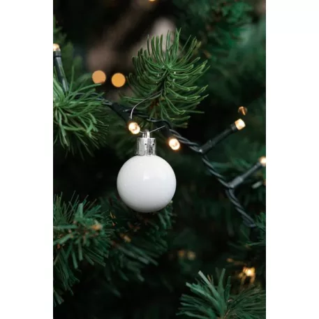 Gömb MagicHome Karácsony, 24 db, szett, fehér, karácsonyfára, 3 cm