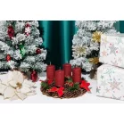 Gyertya MagicHome Karácsony, 4,8x8 cm, hengeres, csomag 4 db, piros, csillámokkal, adventi