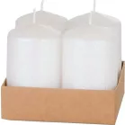 Gyertya MagicHome Karácsony, 4,8x8 cm, hengeres, csomag 4 db, fehér, csillámokkal, adventi