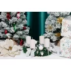 Gyertya MagicHome Karácsony, 4,8x8 cm, hengeres, csomag 4 db, fehér, csillámokkal, adventi