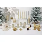 Gyertya MagicHome Karácsony, 4,8x8 cm, hengeres, csomag 4 db, pezsgő, csillámokkal, adventi