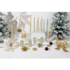   Gyertya MagicHome Karácsony, 4,8x8 cm, hengeres, csomag 4 db, pezsgő, csillámokkal, adventi