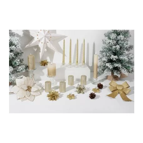 Gyertya MagicHome Karácsony, 4,8x8 cm, hengeres, csomag 4 db, pezsgő, csillámokkal, adventi