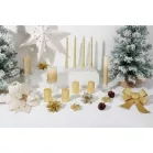 Gyertya MagicHome Karácsony, 4,8x8 cm, hengeres, csomag 4 db, arany, csillámokkal, adventi