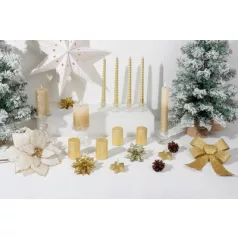   Gyertya MagicHome Karácsony, 4,8x8 cm, hengeres, csomag 4 db, arany, csillámokkal, adventi