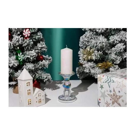 Gyertya MagicHome Karácsony, 5,5x12 cm, hengeres, fehér, csillámokkal