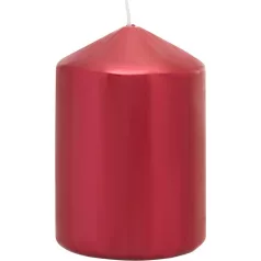   Gyertya MagicHome Karácsony, 7x10 cm, hengeres, piros, metál hatású