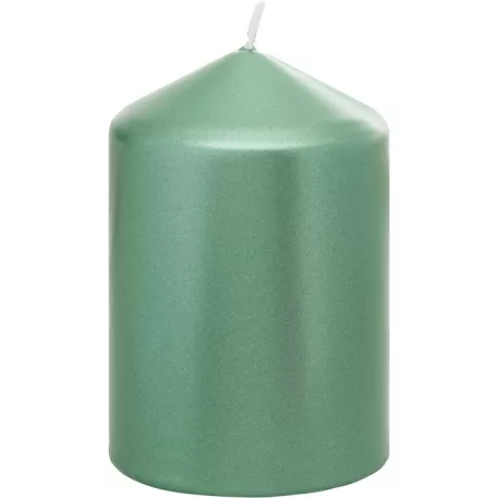 Gyertya MagicHome Karácsony, 7x10 cm, hengeres, zöld, metál hatású