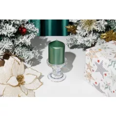   Gyertya MagicHome Karácsony, 7x10 cm, hengeres, zöld, metál hatású