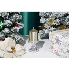   Gyertya MagicHome Karácsony, 7x10 cm, hengeres, pezsgő, metál hatású