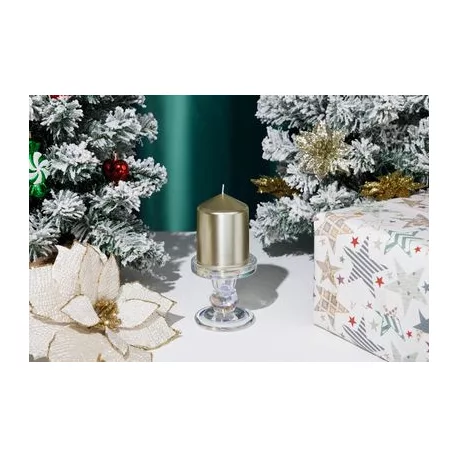 Gyertya MagicHome Karácsony, 7x10 cm, hengeres, pezsgő, metál hatású