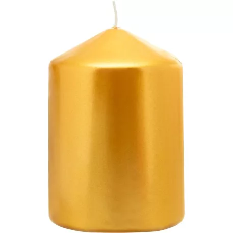 Gyertya MagicHome Karácsony, 7x10 cm, hengeres, arany, metál hatású