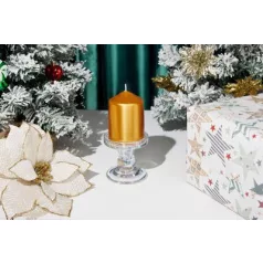   Gyertya MagicHome Karácsony, 7x10 cm, hengeres, arany, metál hatású