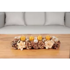   Gyertya MagicHome Karácsony, 4x6 cm, hengeres, csomag 4 db, arany, metál hatású, adventi