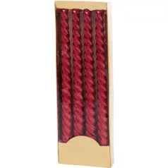   Gyertya MagicHome Karácsony, 25 cm, csomag 4 db, piros, spirál, csavart