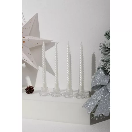Gyertya MagicHome Karácsony, 25 cm, csomag 4 db, fehér, spirál, csavart