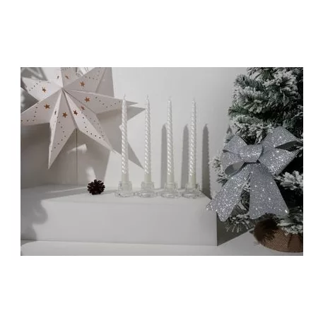 Gyertya MagicHome Karácsony, 25 cm, csomag 4 db, fehér, spirál, csavart