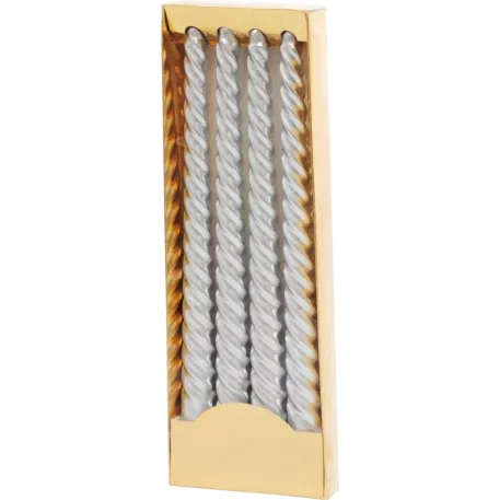 Gyertya MagicHome Karácsony, 25 cm, csomag 4 db, ezüst, spirál, csavart